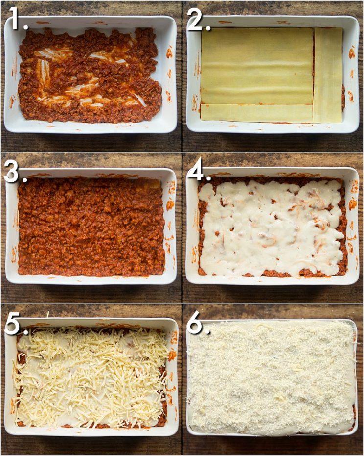 How to layer sausage lasagne - 6 step by step photos