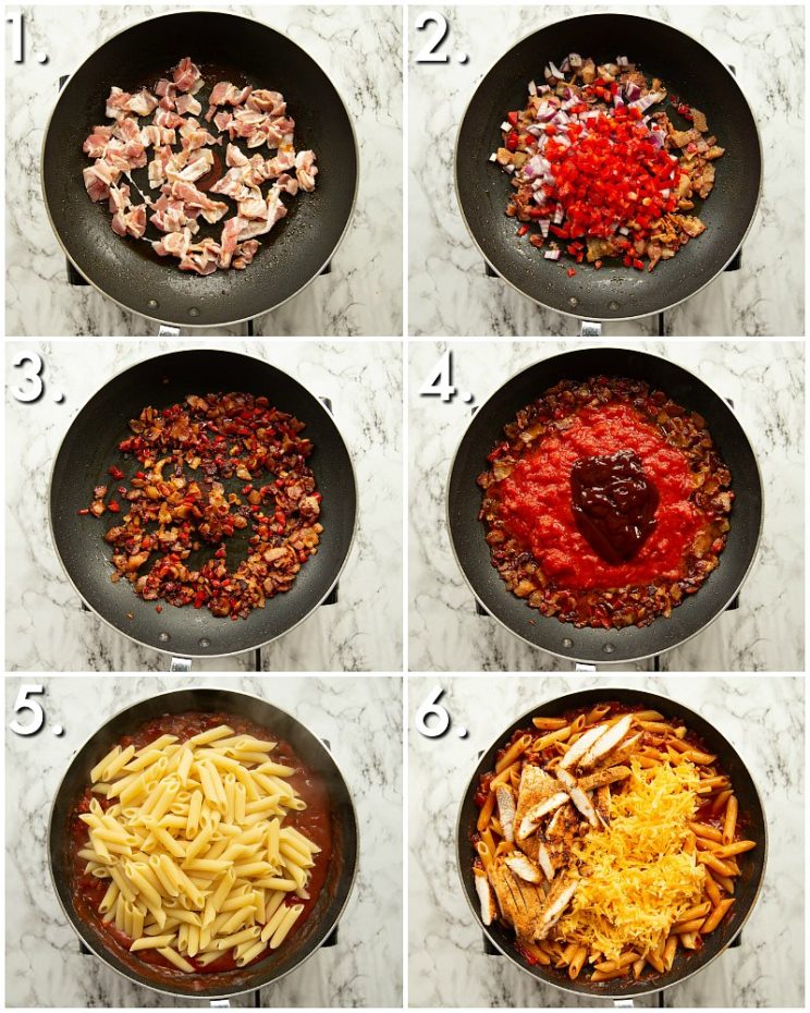 How to make BBQ Chicken Pasta - 6 step by step photos