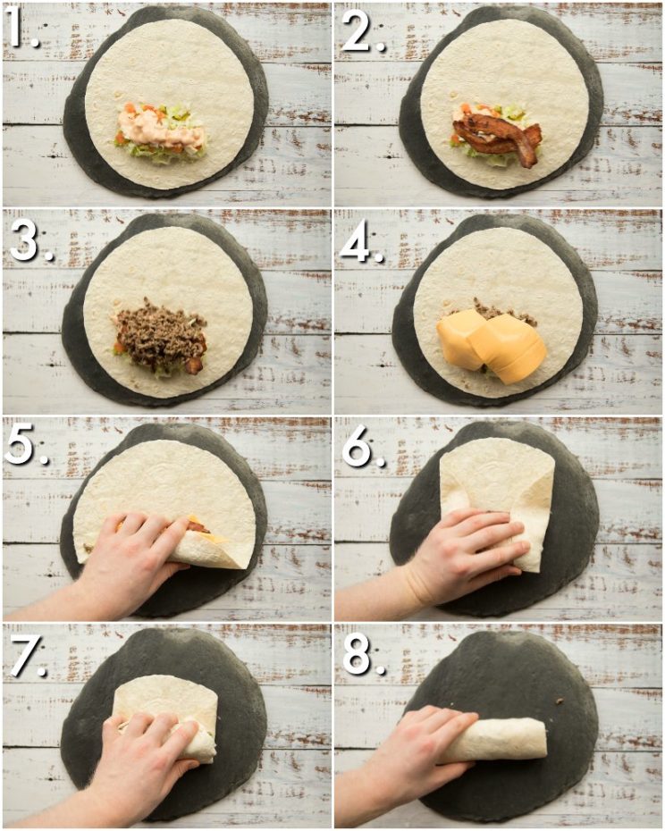 How to make cheeseburger wraps - 8 step by step photos