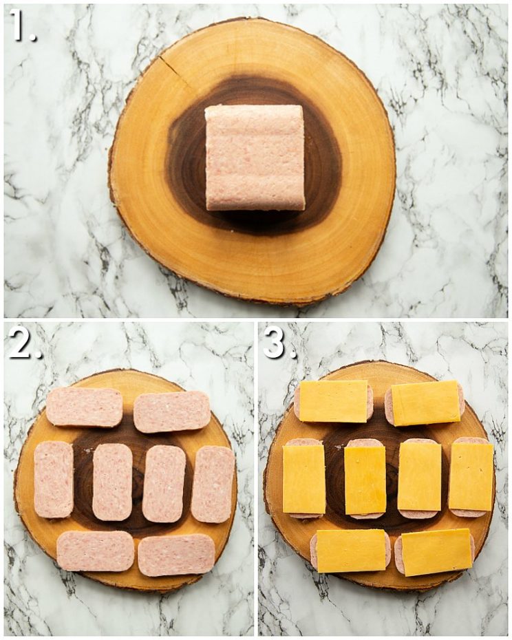 How to slice spam - 3 step by step photos