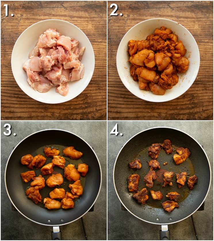 How to fry chicken thigh for curry - 4 step by step photos