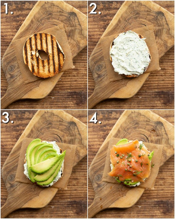 How to make a salmon bagel - 4 step by step photos