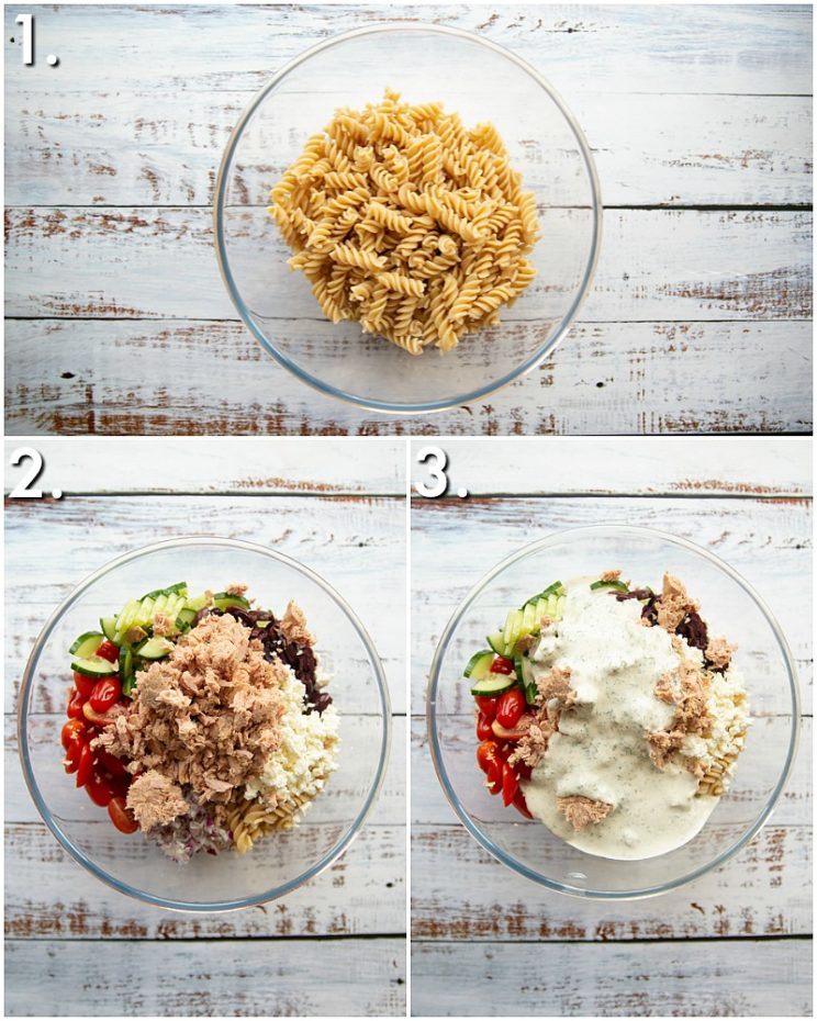 How to make tuna pasta salad - 3 step by step photos