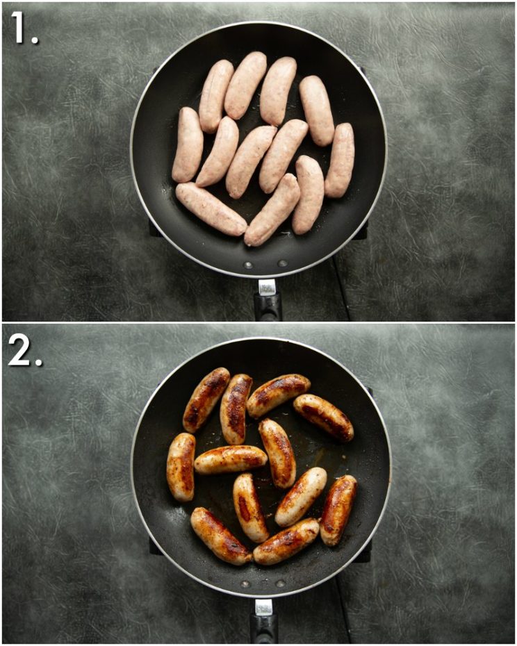how to pan fry sausages - 2 step by step photos