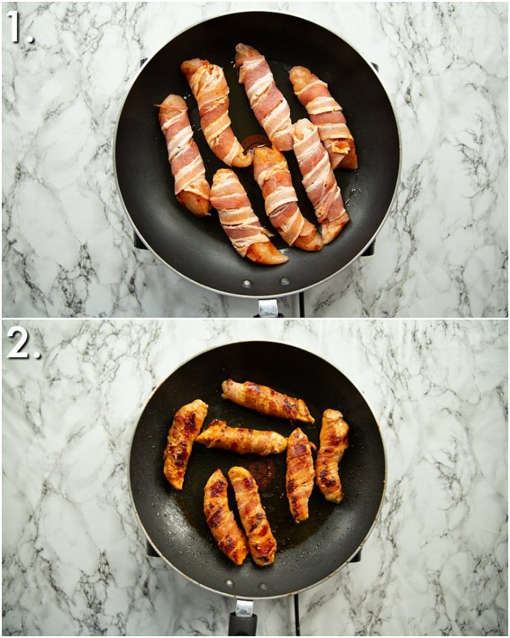 How to fry bacon chicken tenders - 2 step by step photos