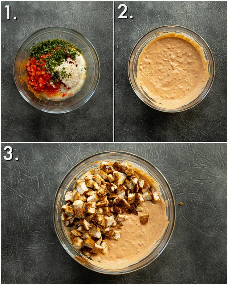 How to make chicken tikka sandwich filler - 3 step by step photos