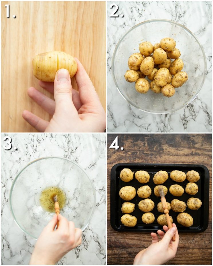 How to make mini hasselback potatoes - 4 step by step photos