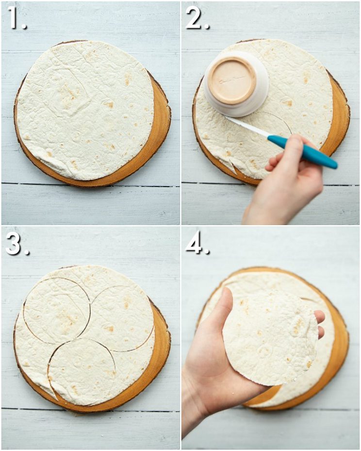 How to make tortilla cups - 4 step by step photos
