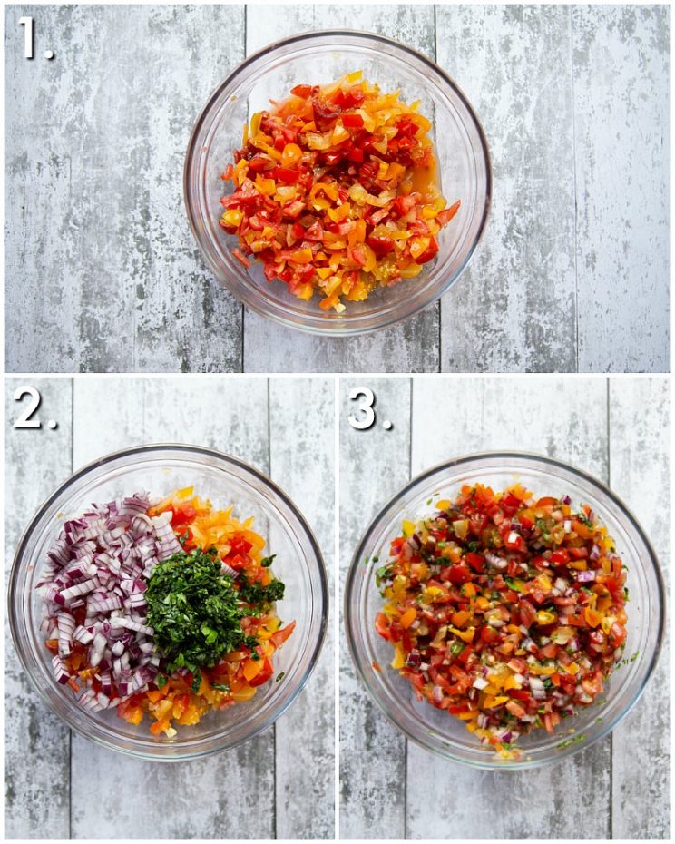 How to make bruschetta topping - 3 step by step photos