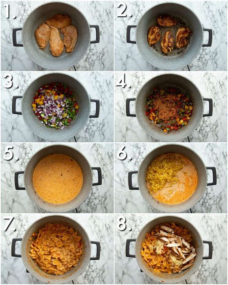How to make chicken fajita pasta - 8 step by step photos