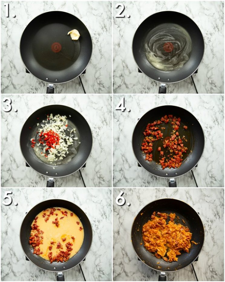 How to make chorizo scrambled eggs - 6 step by step photos