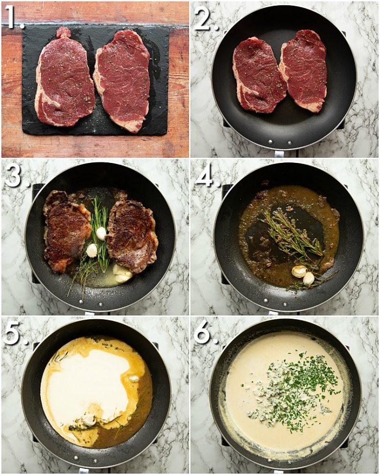 How to make steak and blue cheese sauce - 6 step by step photos