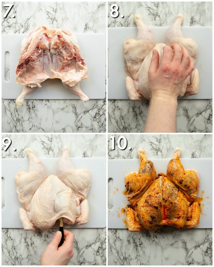 4 step by step photos showing how to make chipotle roast chicken