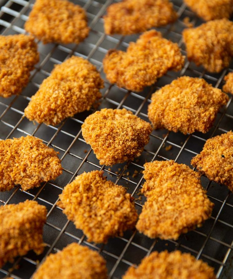 nuggets fresh out the oven on wire rack