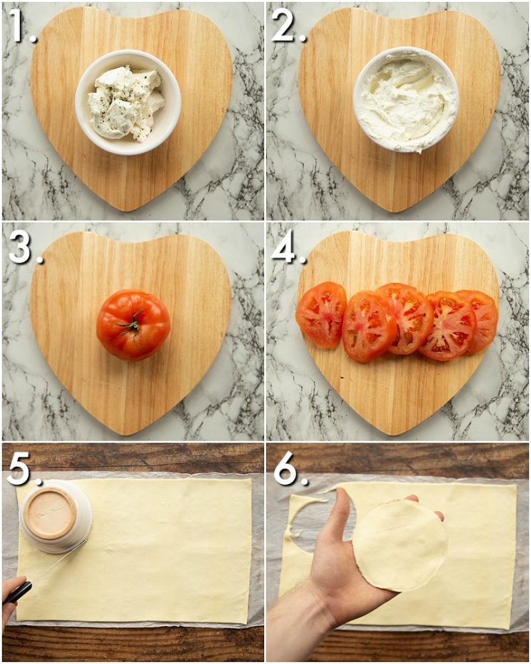 how to prep cheese and tomato tarts - 6 step by step photos