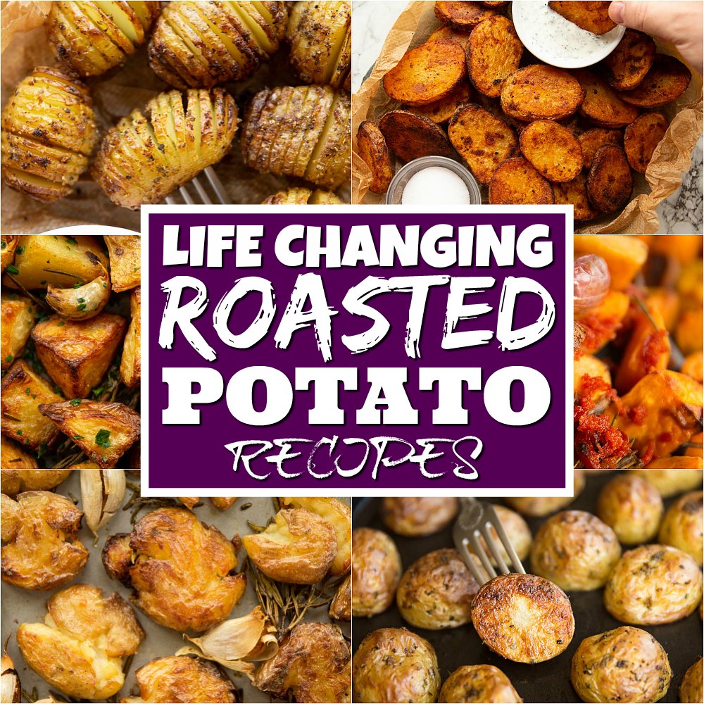 roasted potato collage with text overlay