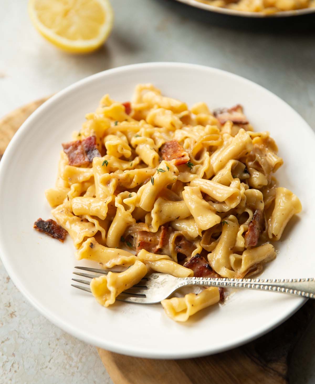 Brie Pasta (with bacon & caramelized onions!) Don't Go Bacon My Heart