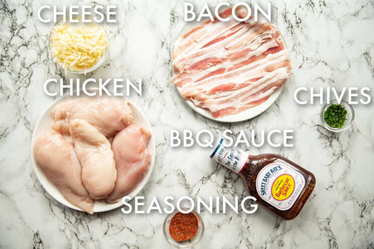 overhead shot of hunters chicken ingredients with text labels