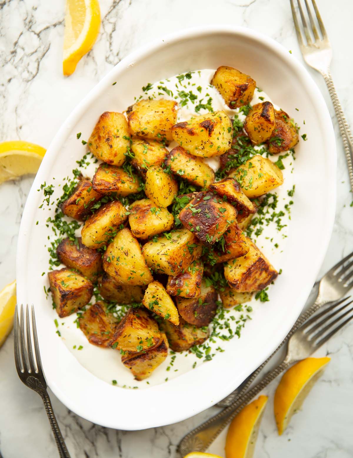 Crispy Smashed Potatoes with Feta & Dill