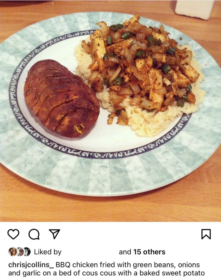 old picture of a dinner posted on Instragram