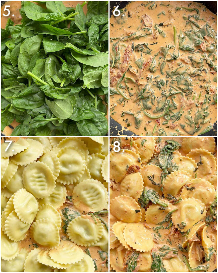 4 step by step photos showing how to make Tuscan ravioli
