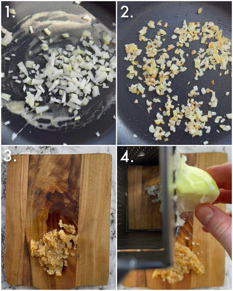 4 step by step photos showing how to prepare swedish meatballs