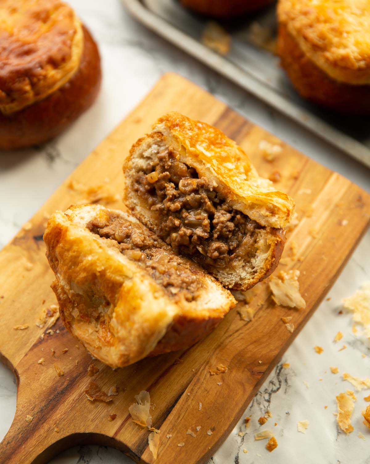Beef and Onion Bread Roll Pies Don't Go Bacon My Heart