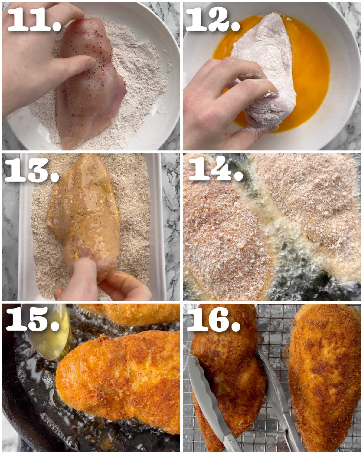 6 step by step photos showing how to make chicken kyiv