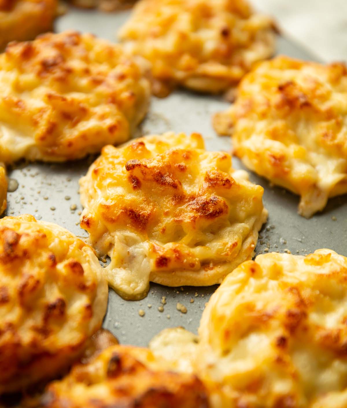steak mac and cheese pies in muffin tin fresh out of the oven