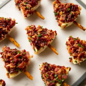 brie christmas trees on marble chopping board