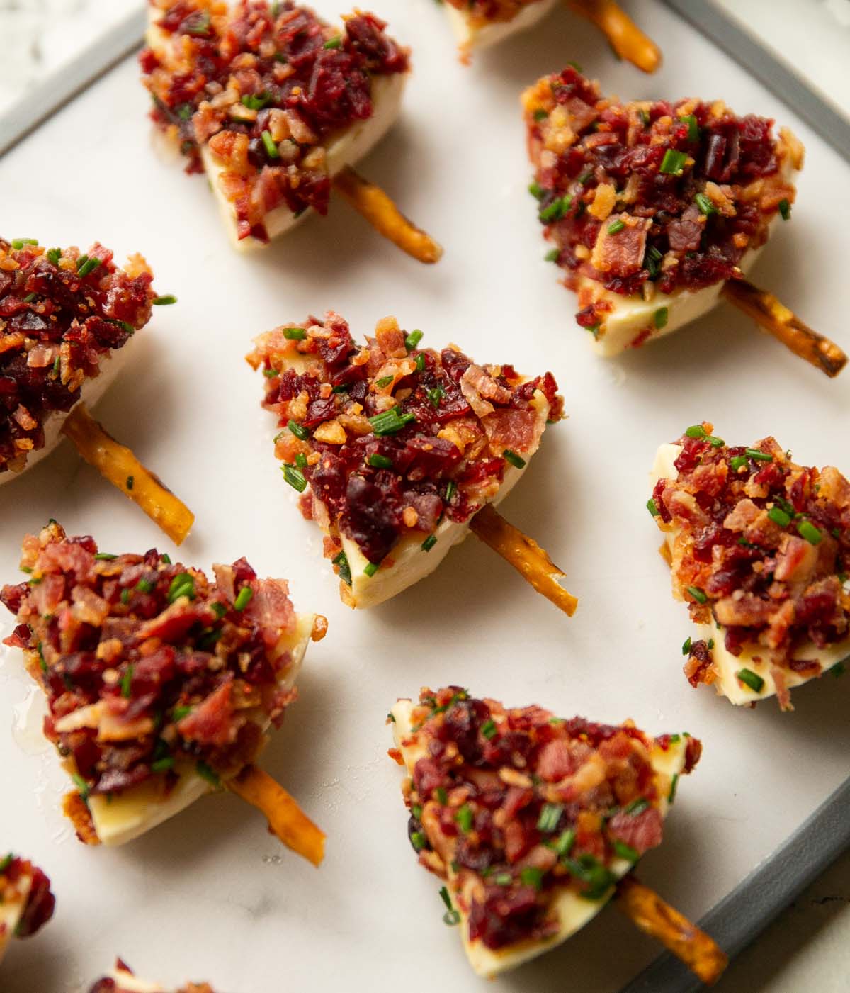 brie christmas trees on marble chopping board