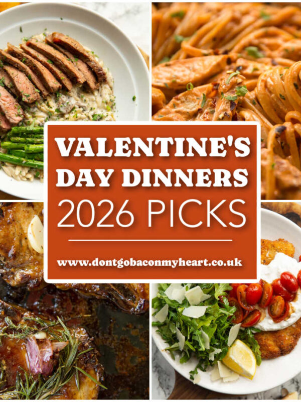 valentine's day dinners collage with text overlay