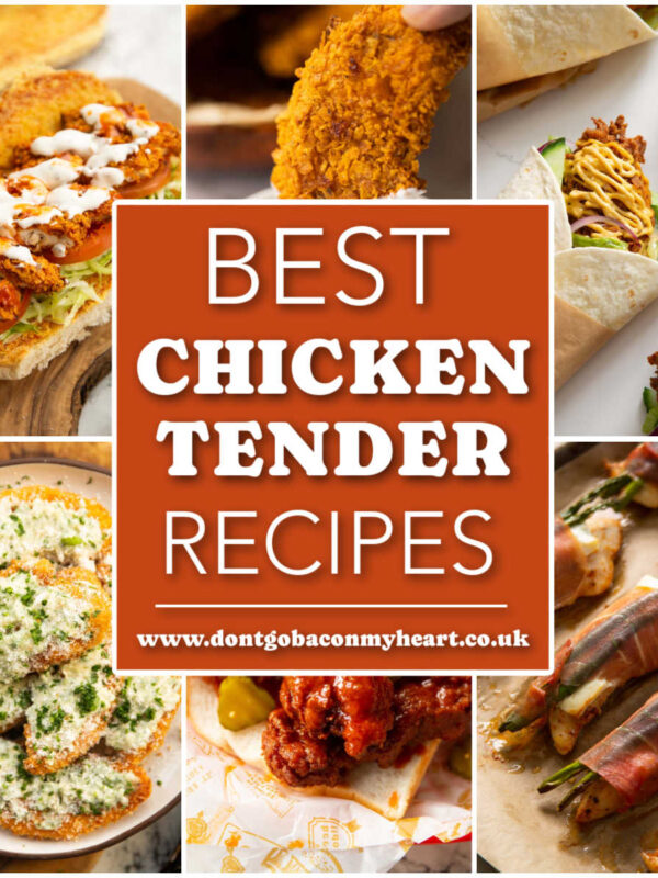 chicken tender recipes collage thumbnail with text overlay