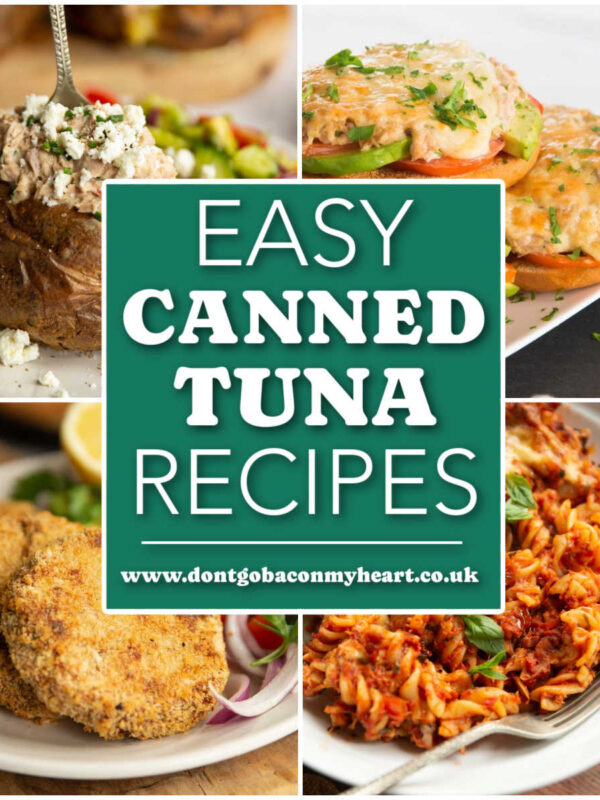canned tuna recipes thumbnail collage with text overlay