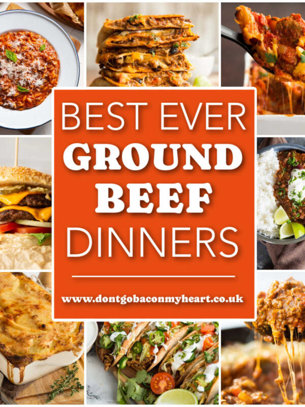 ground beef recipes thumbnail collage with text overlay