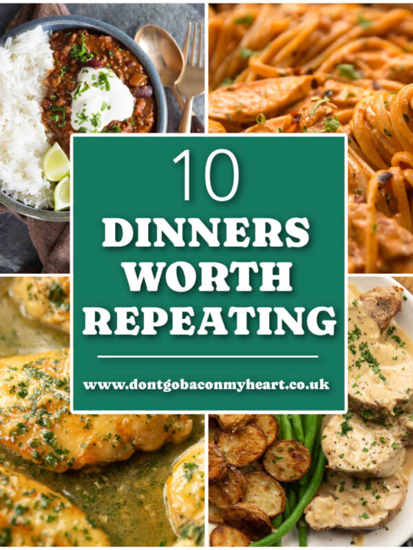 dinners worth repeating thumbnail collage with text overlay