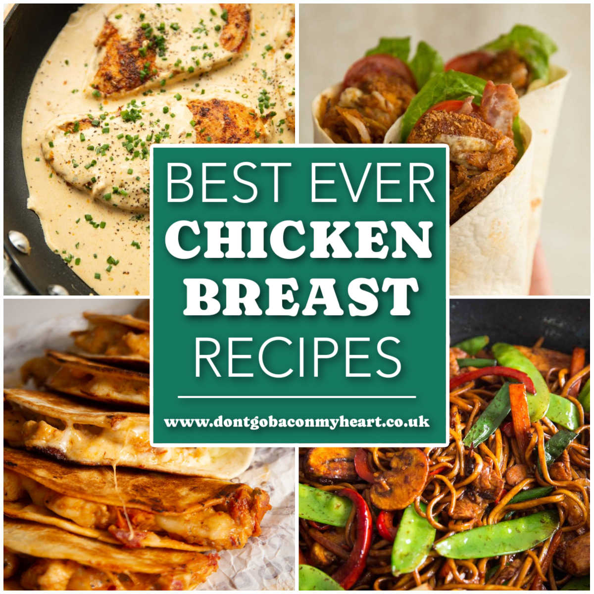 chicken breast recipes collage thumbnail with text box overlay