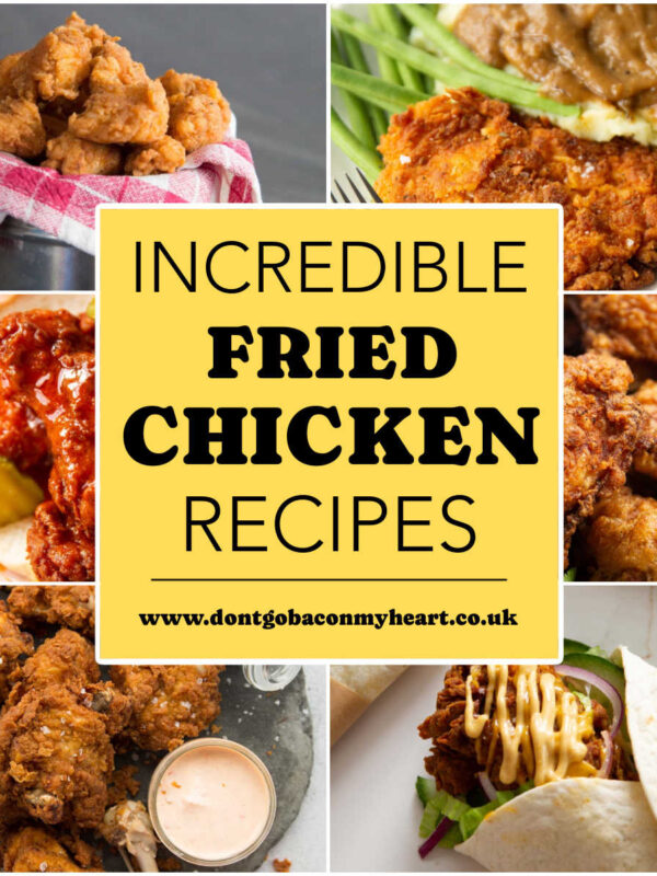 fried chicken recipes thumbnail collage with text overlay