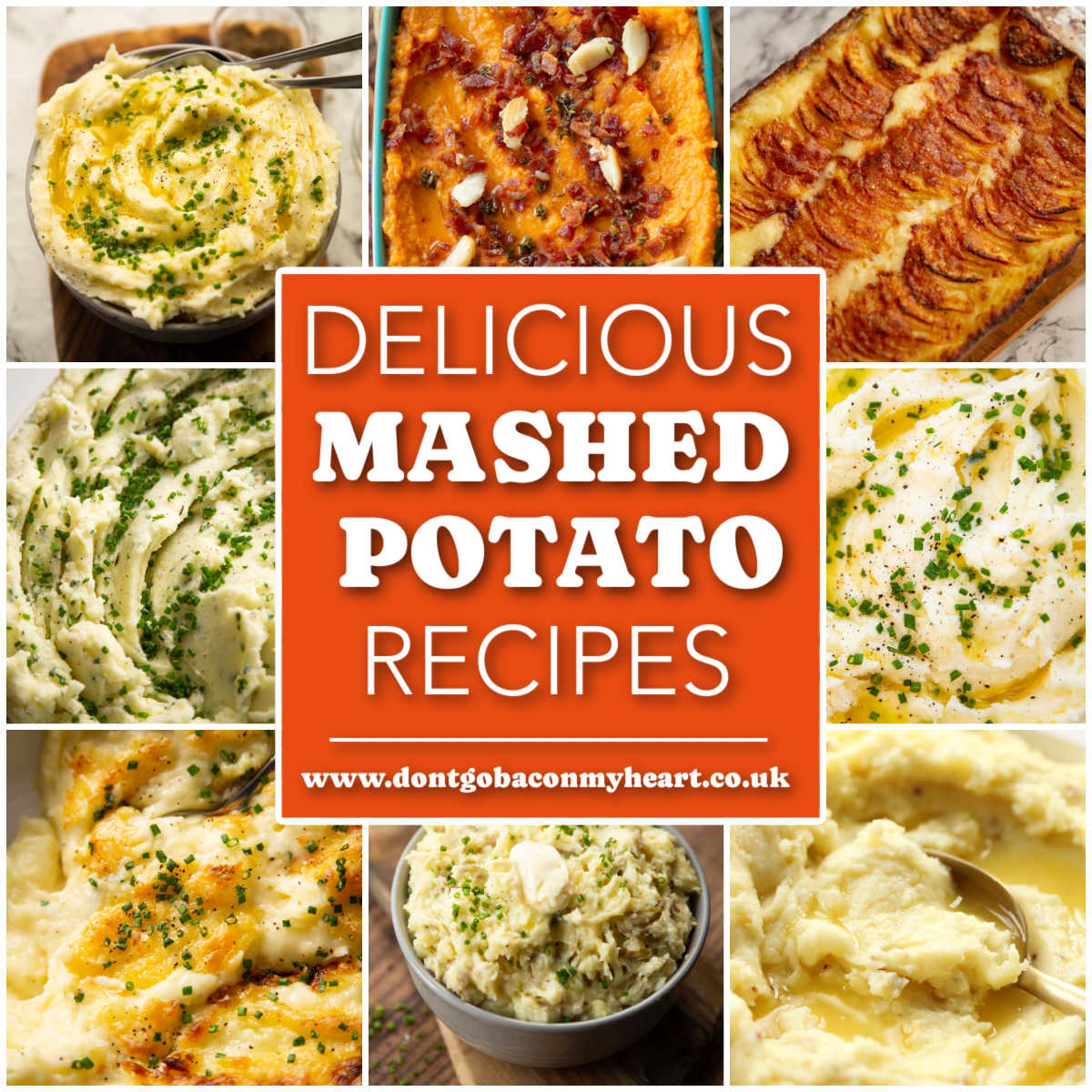 mashed potato recipes thumbnail collage with text overlay