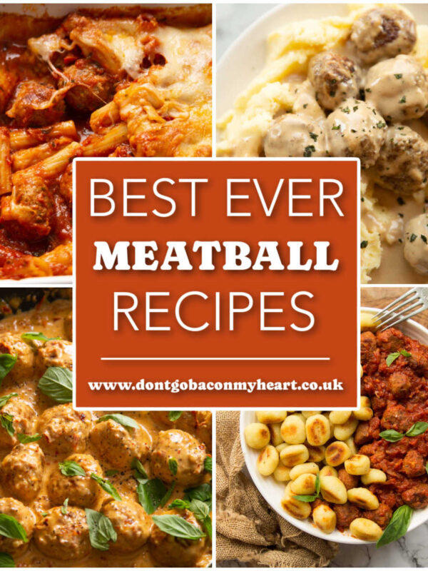 meatball recipes collage thumbnail with text overlay