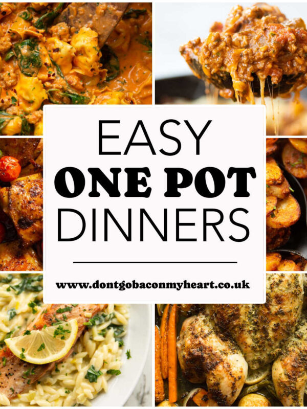 one pot meals thumbnail collage with text overlay